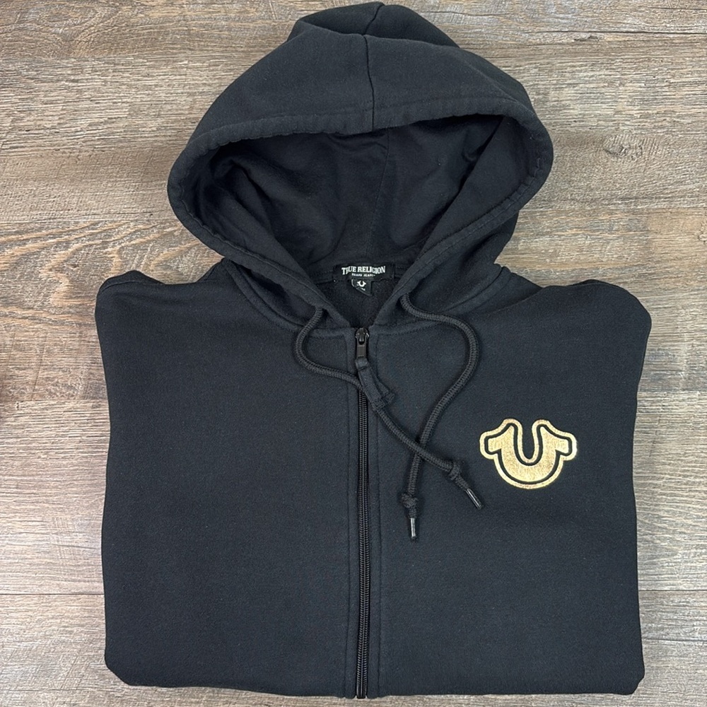 SOLD IN STORE True Religion Metallic Buddha Logo Full Zip Hoodie Size Medium - Picture 11 of 11